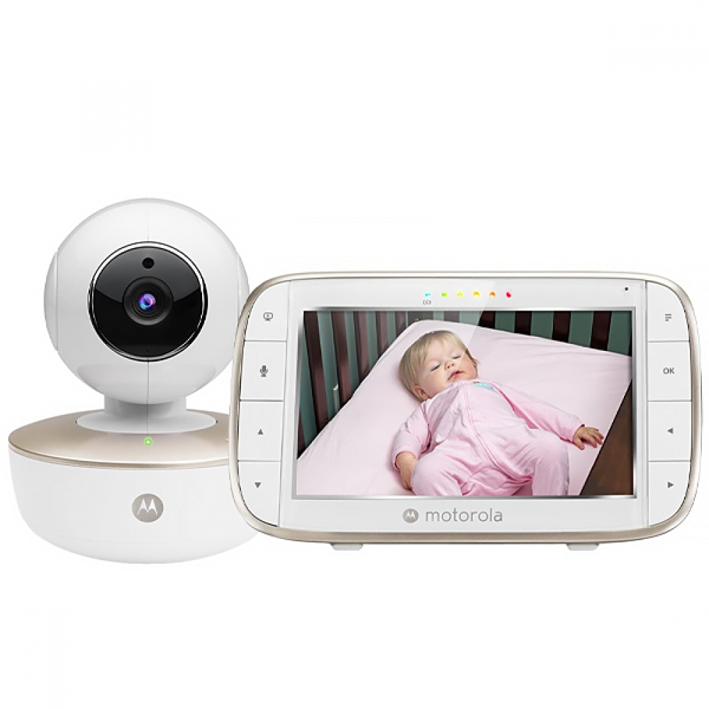 Babá Eletrônica Motorola VM855 CONNECT 5.0 2.4GHz com Visão Noturna - Branca  Dourada