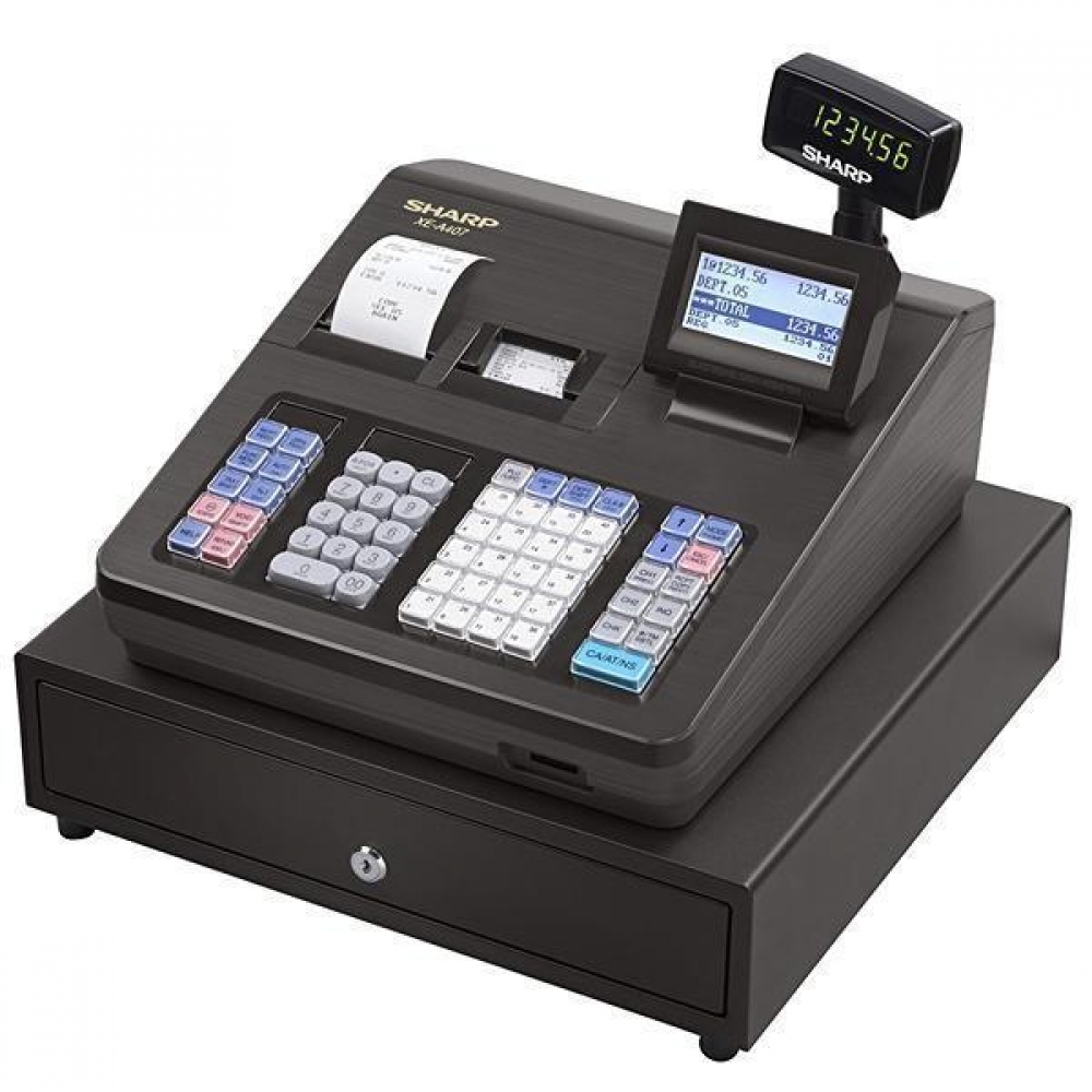 Caixa Registradora Sharp XE-A407 com Impressora e Display para Cliente 120V ~ 60Hz - Cinza